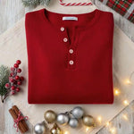 Women's Soft Solid Color Henley Collar Sweater Top