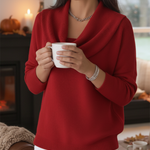 Women's Soft and Elegant Solid Color Ruffled Collar Sweater Top