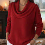 Women's Soft and Elegant Solid Color Ruffled Collar Sweater Top