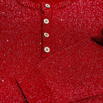 Women's Shiny Henley Neck Solid Color Sweater Top
