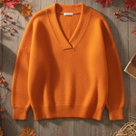 Women's Casual Solid Color V-neck Sweater Top