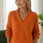 Women's Casual Solid Color V-neck Sweater Top