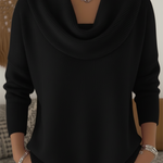 Women's Soft and Elegant Solid Color Ruffled Collar Sweater Top