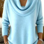 Women's Soft and Elegant Solid Color Ruffled Collar Sweater Top