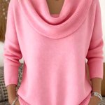 Women's Soft and Elegant Solid Color Ruffled Collar Sweater Top