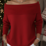 Women's Soft and Elegant Solid Color Ruffled Collar Sweater Top