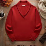 Elegant 80s Shawl Collar Solid Color Pullover Sweater Top