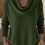 Women's Soft and Elegant Solid Color Ruffled Collar Sweater Top
