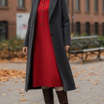 Classic Polo Collar Button Solid Color Knitted Midi Dress