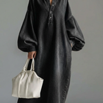 Elegant Urban-style Blue Denim Button-down Maxi Dress