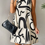 A-line Sleeveless Contrast Color Printed Mini Dresses