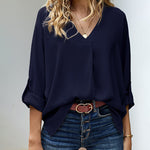 Zeagoo Zeagoo Casual V Neck Batwing 3/4 Sleeve T-Shirts Solid Color Loose Fit Cute Basic Flowy Tunic Tops