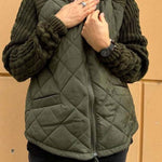 Women's Casual Solid Color Knitted Patchwork Zipped Jacket