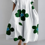 Women's spring and summer casual loose round neck floral skirt dress