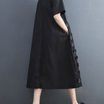 Original Casual Loose Polka-Dot Split-Joint Midi Shirt Dress