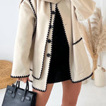 TORI CREAM WOOL LIKE SCARF TAILORED COAT