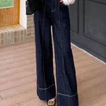 High Waisted Wide Leg Pockets Jean Pants Bottoms