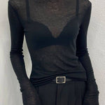 Tencel wool sheer turtleneck base layer