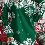 Christmas Snowflake Cold Shoulder Loose Sweatshirt Mini Dress