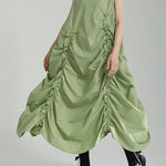 Irregular Clipping Loose Solid Color Round-Neck Midi Dresses