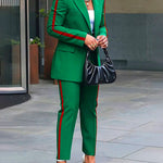 Long Sleeves Loose Split-Joint Striped Lapel Blazer Outerwear Suit Outerwear