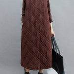 Simple Split-Joint High-Neck H-Line Quilted Midi Dress