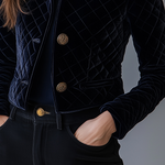 Chic Velvet Diamond-quilted Padded Short Jacket