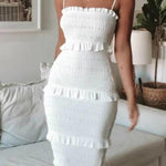 Fashion shirring suspender slim fit tube top suspender dress