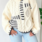 Nioa Cheerful Contrast Patchwork Knitted Pullover Sweater