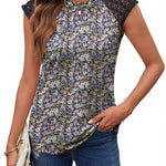 Zeagoo Women's Lace Cap Sleeve Tops Pleated Tank Tops