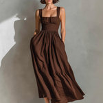 Women's Minimalist Linen-blend Maxi Dress With Wide Straps