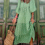 Puff Sleeve Tiered Midi Dress