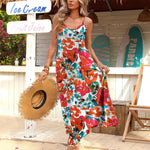 Zeagoo Womens Maxi Dress Spaghetti Strap Casual Printed Dress