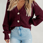 Women Open Front Button Down knit Fall Sweater Cardigan