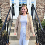 Zeagoo Women's Oversized Cardigan Cable Knit V Neck Sweater