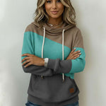 Women'S Casual Loose Color-Blocked Sweatshirt