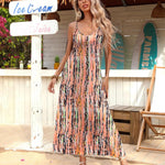Zeagoo Womens Maxi Dress Spaghetti Strap Casual Printed Dress