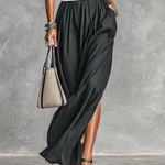 Women's Imitation Cupro Fabric Lapel Single-breasted Long-sleeved Waist Maxi Dress