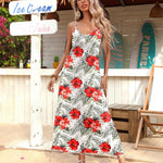 Zeagoo Womens Maxi Dress Spaghetti Strap Casual Printed Dress