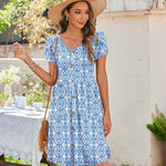Zeagoo Womens Floral Pleated Button Down Petal Mini Dress