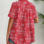 Zeagoo Womens Button Down Linen Shirt Short Sleeve Cotton Blouse