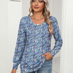 Zeagoo Women'S Puff Long Sleeve Shirts Pleated V Neck Tunic Tops