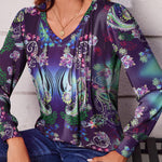 Zeagoo Women'S Puff Long Sleeve Shirts Pleated V Neck Tunic Tops