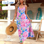 Zeagoo Womens Maxi Dress Spaghetti Strap Casual Printed Dress