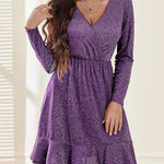 Zeagoo Womens Glitter Dress Wrap V Neck Ruffle Hem Swing Dresses