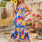 Zeagoo Womens Maxi Dress Spaghetti Strap Casual Printed Dress