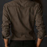 Vintage Washed Taupe Western Slim Fit Button-Down Shirt