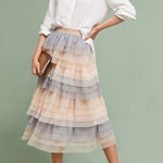 Gradient contrast gauze skirt