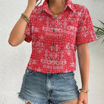 Zeagoo Womens Button Down Linen Shirt Short Sleeve Cotton Blouse