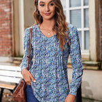 Zeagoo Women'S Puff Long Sleeve Shirts Pleated V Neck Tunic Tops
